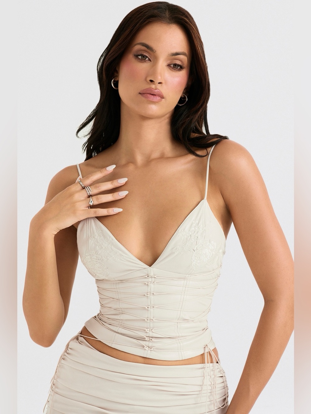 House of CB Antonella Off White Vegan Leather Corset L